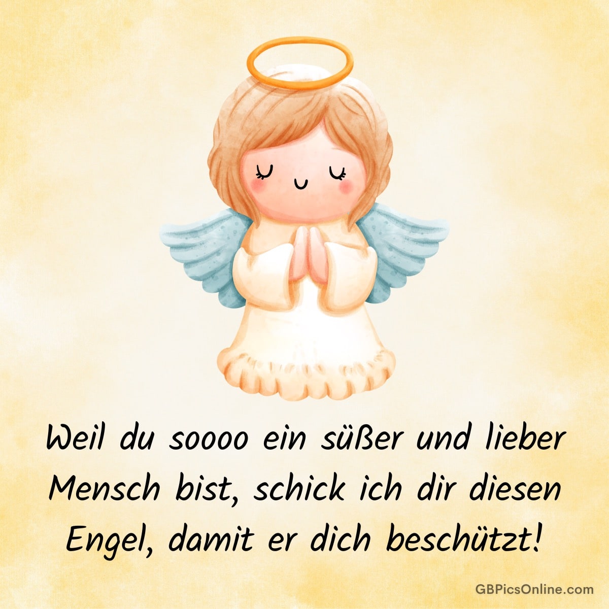 Ein niedlicher Cartoon-Engel mit einem Heiligenschein und geschlossenen Augen