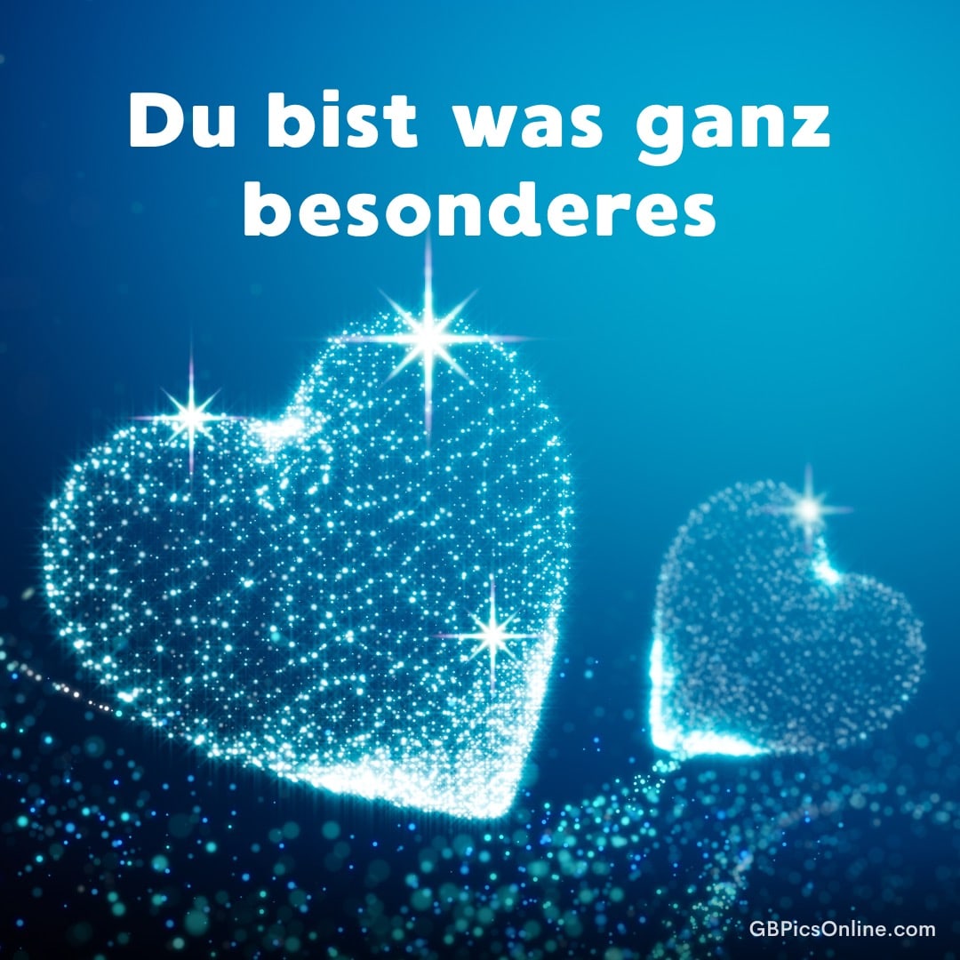 Zwei funkelnde Herzen in Blau strahlen wie Sternenstaub und wirken zart, romantisch und magisch.