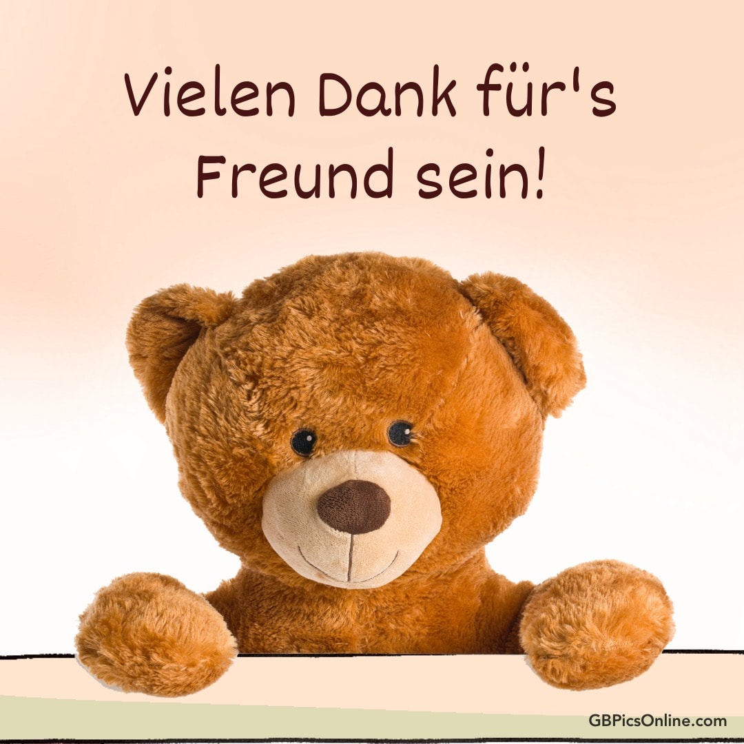 Ein Teddybär mit der Nachricht „Vielen Dank für's Freund sein!“