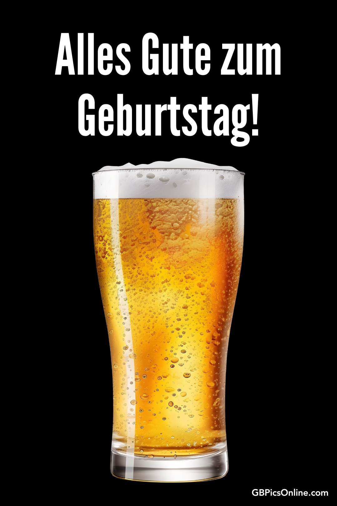 Ein Bierglas mit der Aufschrift „Alles Gute zum Geburtstag“