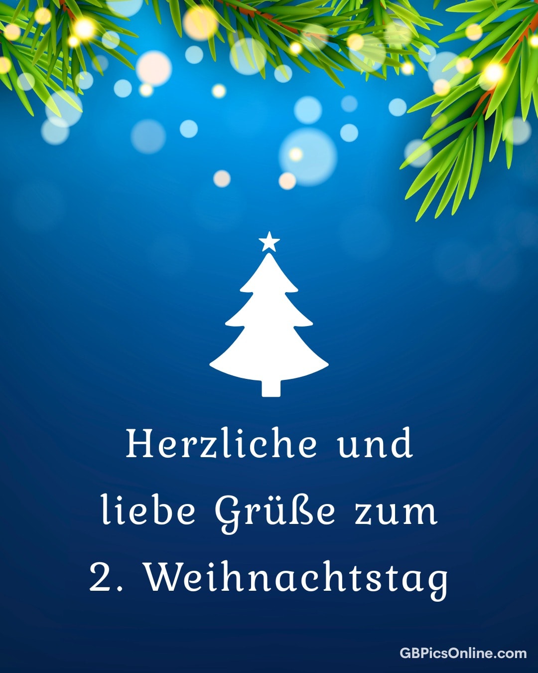 Weihnachtliche Grafik mit Tannenbaum und Wünschen zum 2. Weihnachtstag