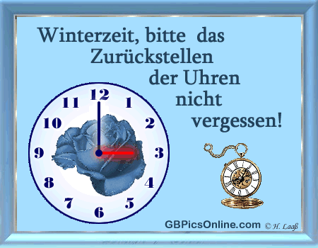 Winterzeit, bitte das Zurückstellen der Uhren nicht vergessen!