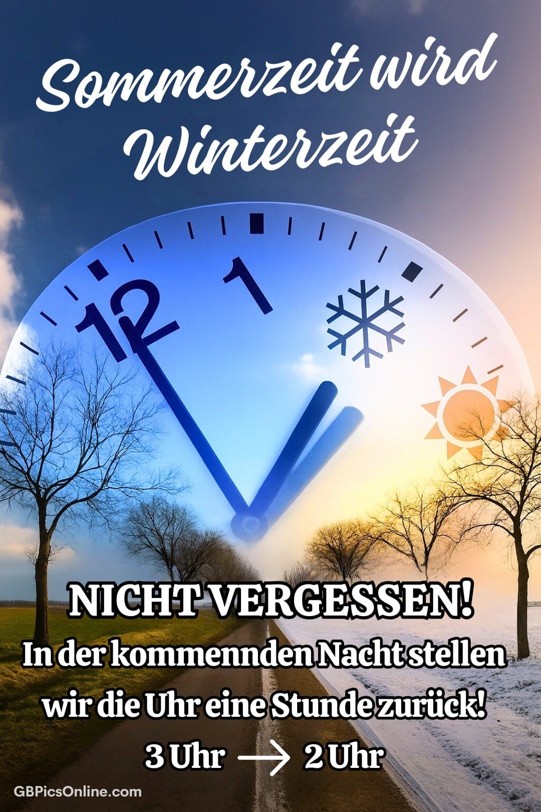 Erinnerung: Uhren von Sommer- auf Winterzeit umstellen! 3 Uhr ? 2 Uhr
