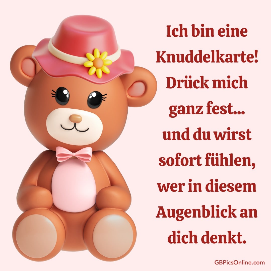 Niedlicher Teddybär mit rosa Hut und Fliege lächelt freundlich