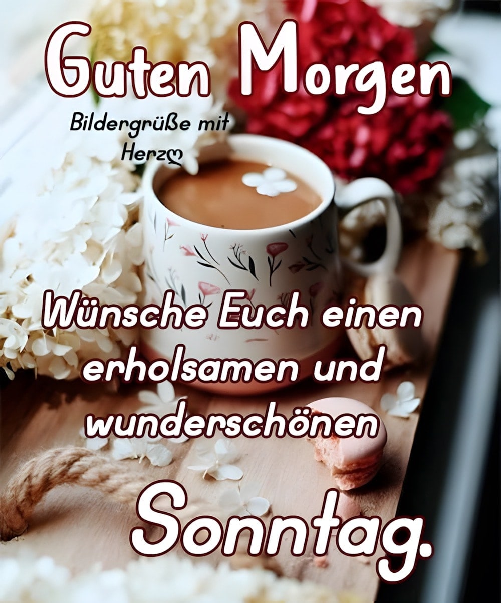 Guten Morgen. Wünsche Euch einen erholsamen und wunderschönen Sonntag.