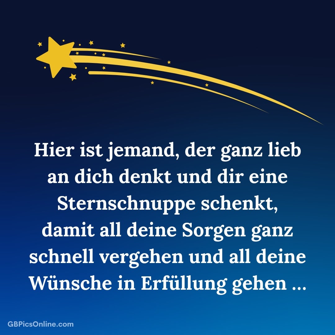 Sternschnuppe auf blauem Hintergrund mit inspirierendem Text
