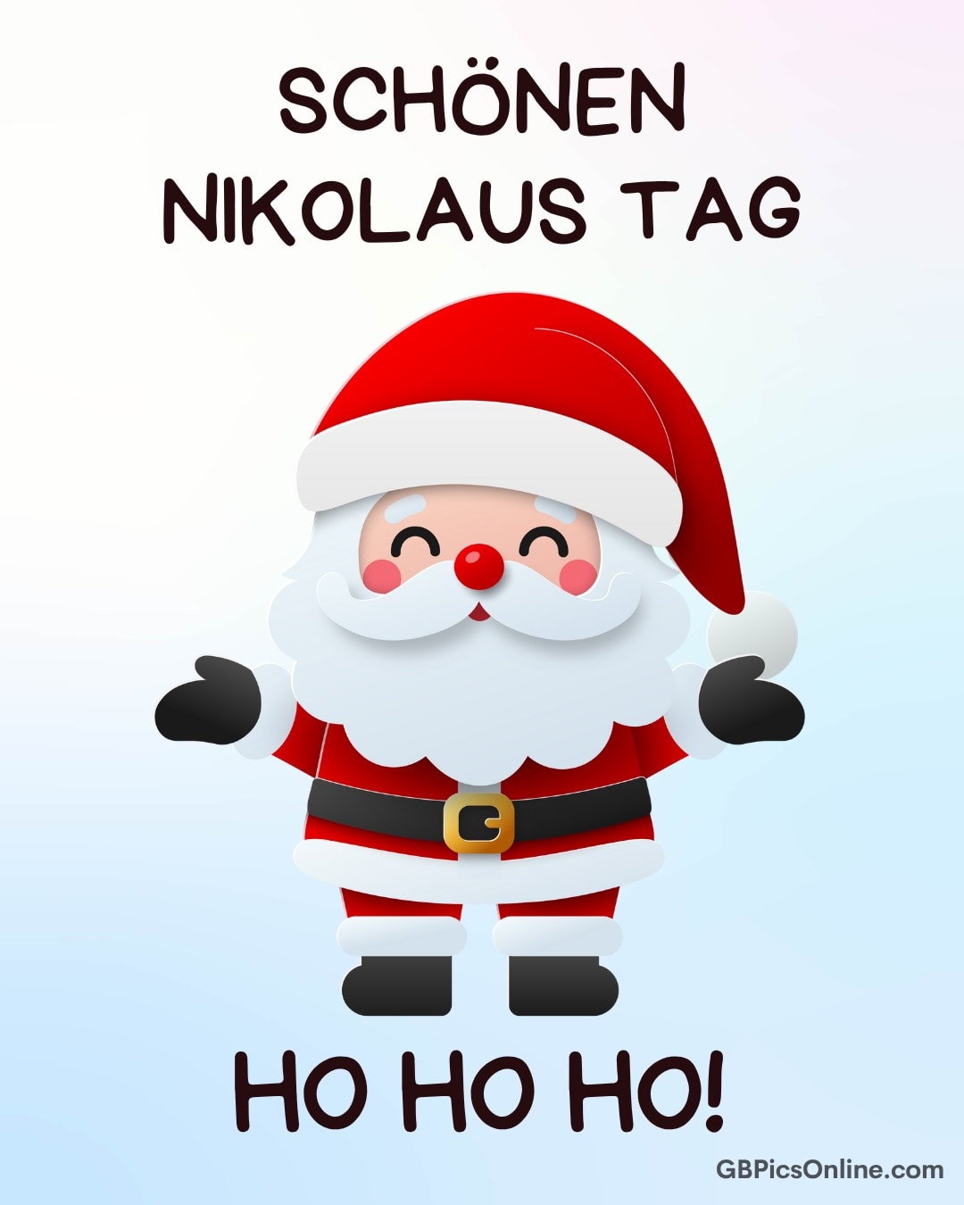 Karikatur von Santa Claus mit der Aufschrift „Schönen Nikolaus Tag“ und „Ho Ho Ho!“