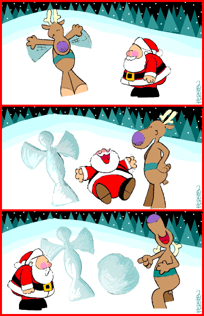 Rudolph lacht den Weihnachtsmann aus