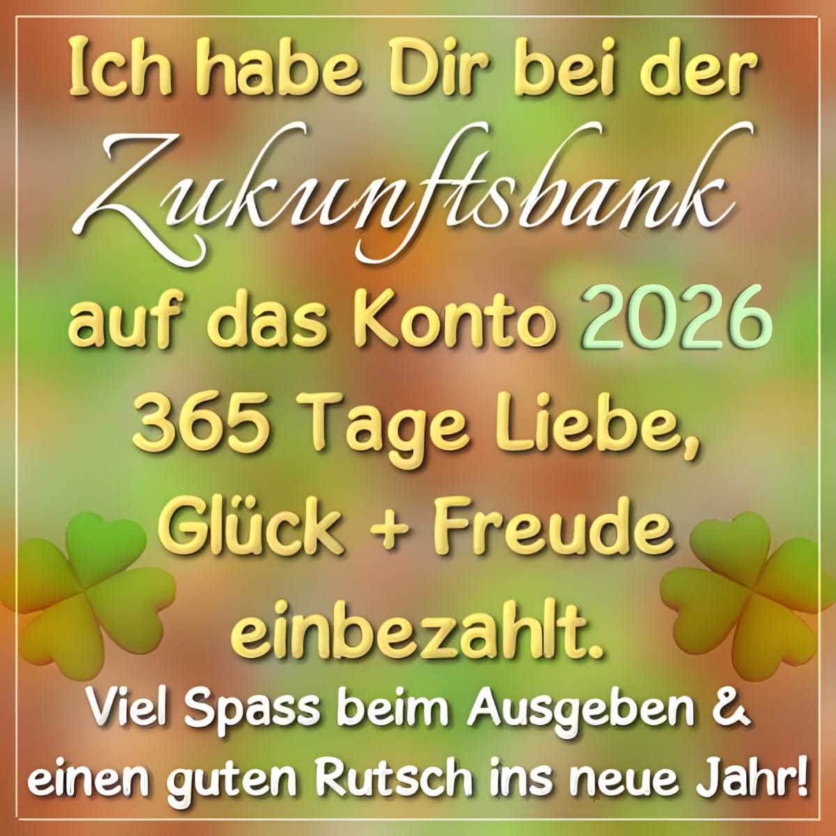 Text über Liebe und Glück für das Jahr 2026, verziert mit Kleeblättern