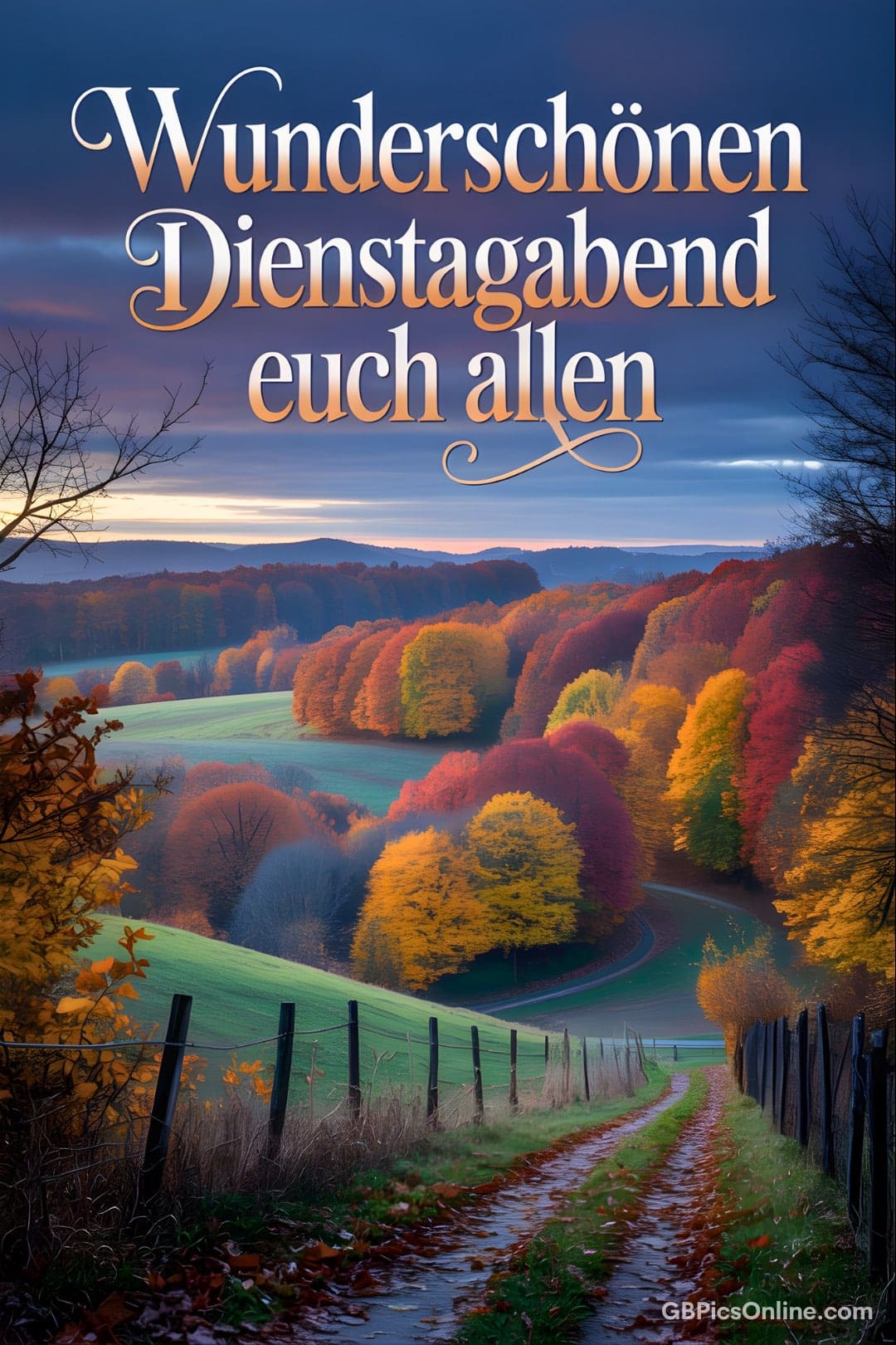 Wunderschöner Dienstagabend mit herbstlichem Wald und Weg