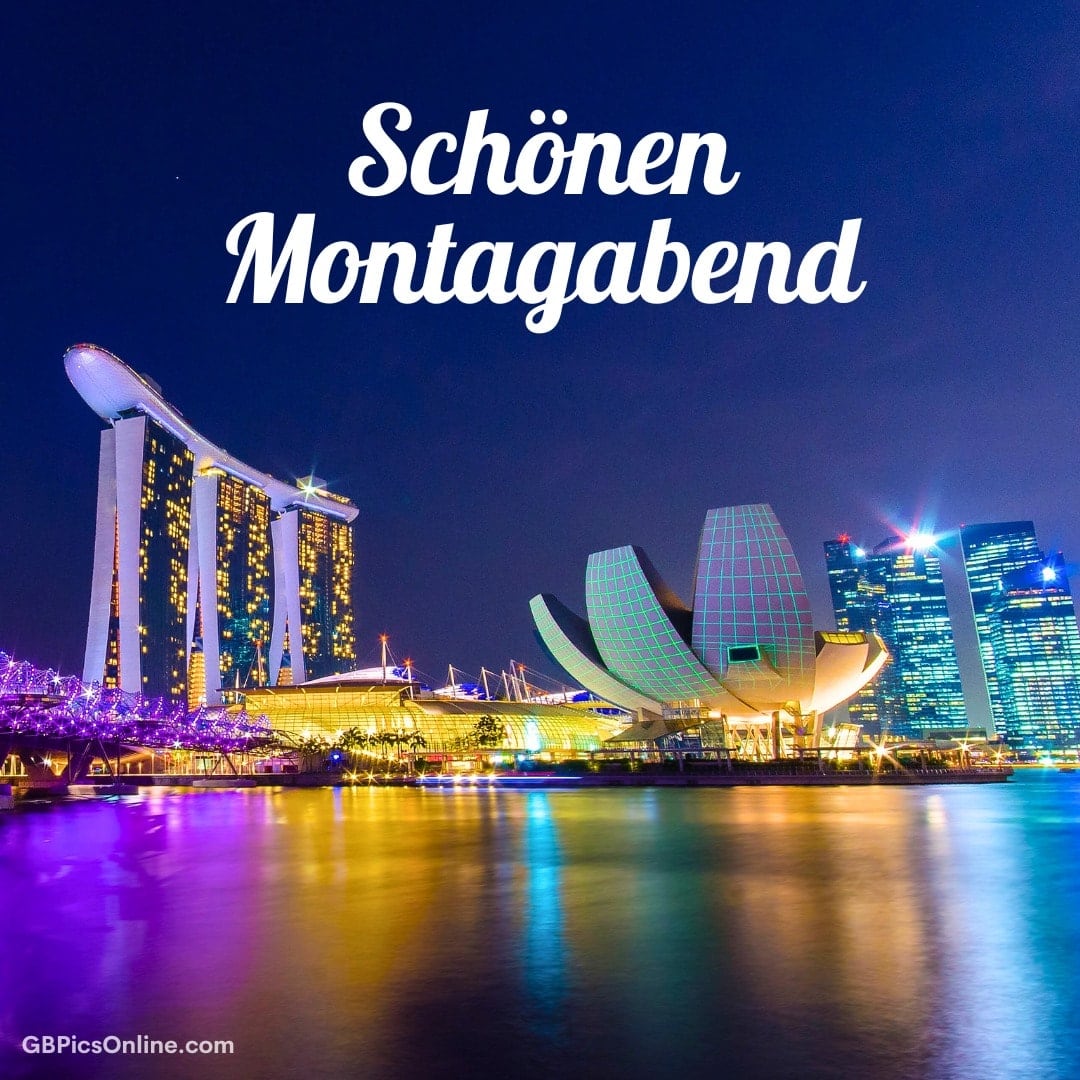 Singapur bei Nacht mit beleuchtetem Marina Bay Sands und ArtScience Museum