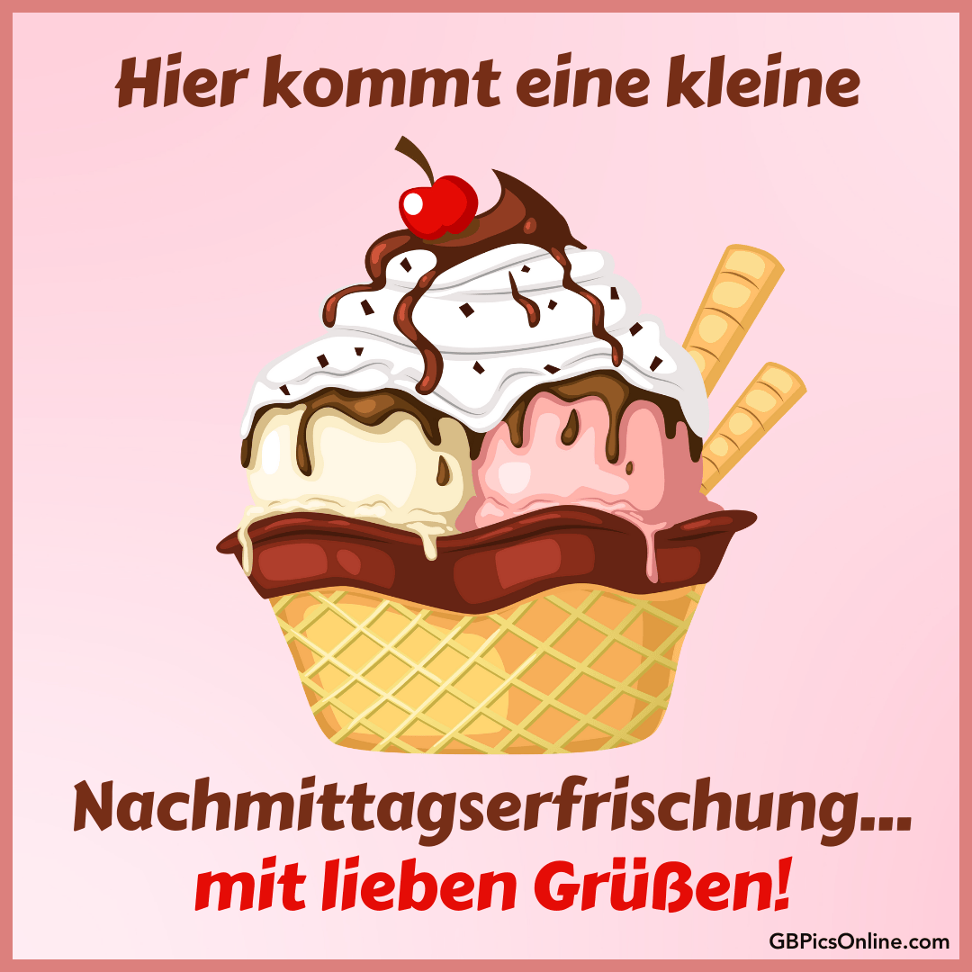 Große Eistüte mit Vanille, Schokolade, Sahne, Kirsche und Waffel