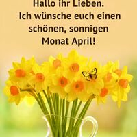 Frühlingsgefühle erwachen, während sonnige Osterglocken und ein zarter Schmetterling den April begrüßen.