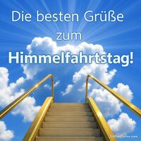 Tritt hinauf in den Himmel, ein goldener Weg lädt zum Himmelfahrtstag ein.