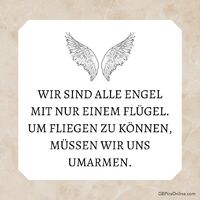 Zwei Flügel symbolisieren Verbundenheit und die Kraft der Umarmung, um gemeinsam zu fliegen.