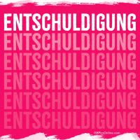 Ein lebhaftes Design mit einer eindringlichen Entschuldigung in verschiedenen Schattierungen von Pink.
