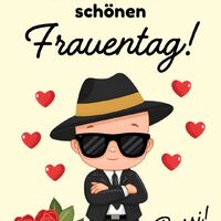 Ein charmantes Lächeln und ein Strauß Rosen zum Ehrentag der Frauen.