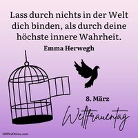 Freiheit und Wahrheit symbolisiert in einem Vogel, der aus dem Käfig fliegt, zum internationalen Frauentag.