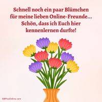 Ein Strauß Blumen mit Dankesworten für Online-Freundschaft