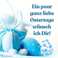 Zarte Blautöne und kunstvolle Muster verkünden die Freude des Osterfestes.