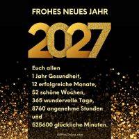 Neujahrswünsche für 2027 mit goldenen Zahlen und Glitzer