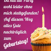 Ein verspäteter Geburtstagsgruß, begleitet von einem süßen Cupcake mit Kerze.