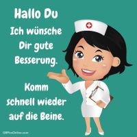 Eine freundliche Krankenschwester sendet Genesungswünsche.