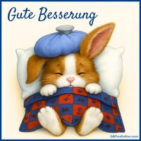 Ein kleines Nickerchen mit wärmender Umarmung, um bald wieder gesund zu sein.