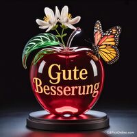 Ein leuchtender Apfel und ein zarter Schmetterling als Symbol der Hoffnung und Erneuerung.