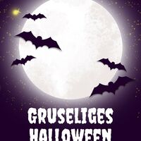 Vollmond und fliegende Fledermäuse läuten die schaurige Nacht ein.