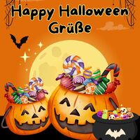 Kürbisse voller süßer Überraschungen wünschen dir ein gruseliges Halloween!