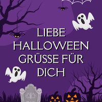 Geister, Kürbisse und Spinnweben beleben eine gruselige Halloween-Nacht.