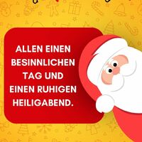 Freudige Weihnachtsgrüße mit einem Lächeln vom Weihnachtsmann, umringt von festlichem Schmuck.