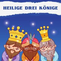 Illustration der Heiligen Drei Könige mit funkelnden Sternen im Hintergrund.