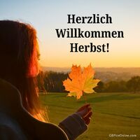 Eine Frau begrüßt die goldene Stunde des Herbstes, während sie ein Ahornblatt in den sanften Sonnenstrahlen hält.