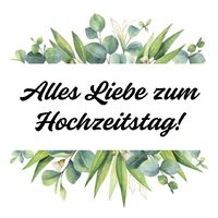 Zarte Eukalyptusblätter rahmen liebevolle Wünsche für einen besonderen Tag ein.