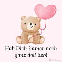 Ein süßer Teddybär schickt herzliche Grüße mit einem Ballon voller Liebe.