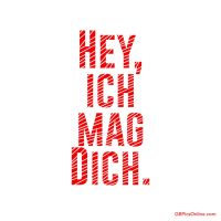 Eine einfache Botschaft in kraftvollem Rot, die Herzlichkeit und Zuneigung ausdrückt.