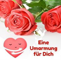 Zarte rote Rosen und ein herzliches Symbol der Zuneigung, die perfekte Botschaft der Liebe und Fürsorge.