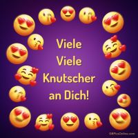 Ein Meer von Küssen und Freude, gesendet mit Emoji-Herzen und Lächeln.