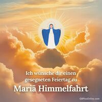 Himmlische Erleuchtung: Maria umgeben von strahlendem Licht und himmlischen Wolken.