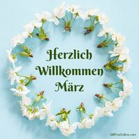 Ein Frühlingsgruß in Form eines Blütenkranzes, der die Ankunft des März feiert.