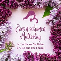 Lilablüten umrahmen liebevolle Wünsche zum Muttertag.