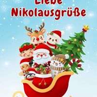 Festliche Freunde auf Schlittenfahrt.