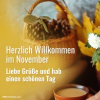 Herbstliche Stimmung mit Kiefernzapfen und warmem Licht, willkommen im gemütlichen November.