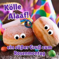 Zwei lustige Berliner mit Wackelaugen und Konfetti verbreiten ausgelassene Karnevalsstimmung.