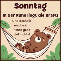 Mit sanften Farben und einem entspannten Bären lädt diese Illustration zum Träumen und Loslassen ein - ein echtes Wohlfühlbild im gemütlichen Sonntagsstil.