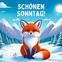 Ein niedlicher Fuchs genießt die winterliche Ruhe und lädt zum Träumen in einer verschneiten Berglandschaft ein.