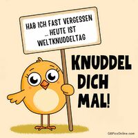 Ein kleines Küken erinnert uns daran, dass Liebe und Umarmungen immer wichtig sind.