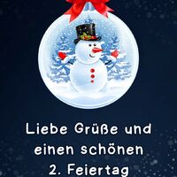 Ein fröhlicher Schneemann begrüßt die Winterzeit in einer funkelnden Schneekugel.